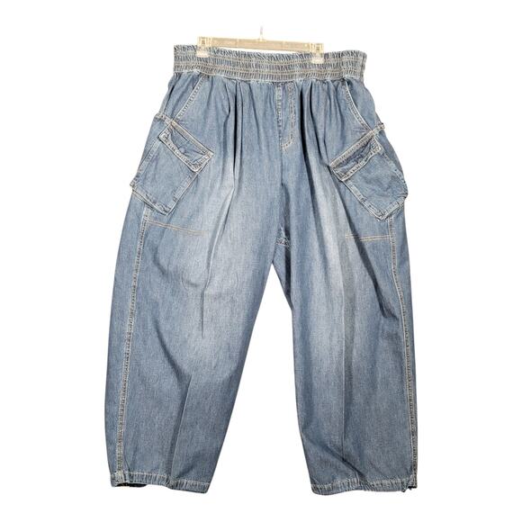 Free People x One Teaspoon Parachute Denim Jeans  Pull-On Light Wash Plus Sz XXL - Picture 3 of 16